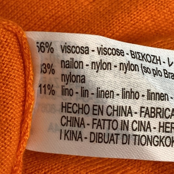 NWT. Zara Orange Ruched Shoulders Knit High Collar Sweater. Size S. - Picture 7 of 8